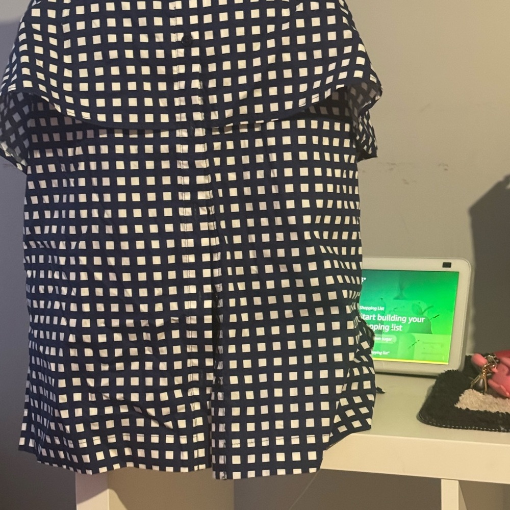 Michael Kors Navy and White Checkered Shirt